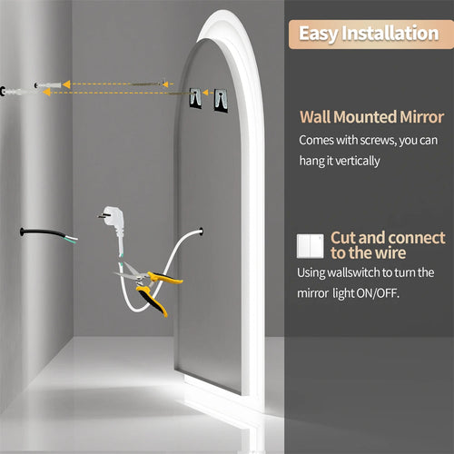 miroir LED intelligent avec affichage température heure et antibuée - vue 6 sur 7
