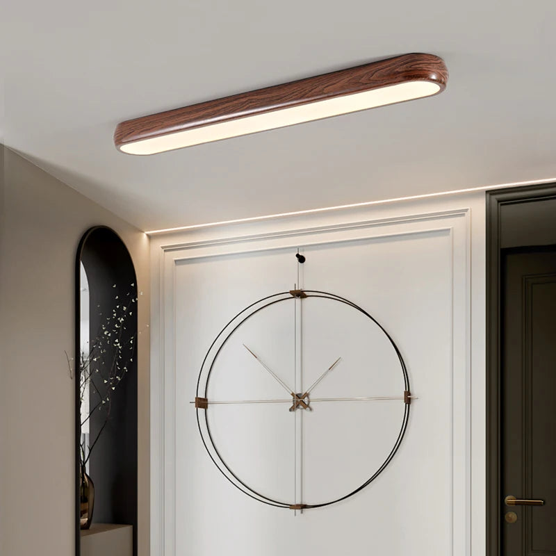 Minimalist Aisle Lights, Long Strips Creative Nordic Restaurant Lights Simple Walnut Color Porch Balcony Ceiling Lamps