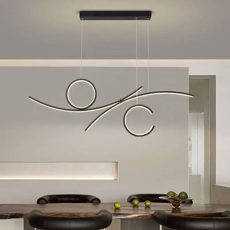 plafonnier led moderne design ondulé pour intérieur tendance 2024 - vue 6 sur 8