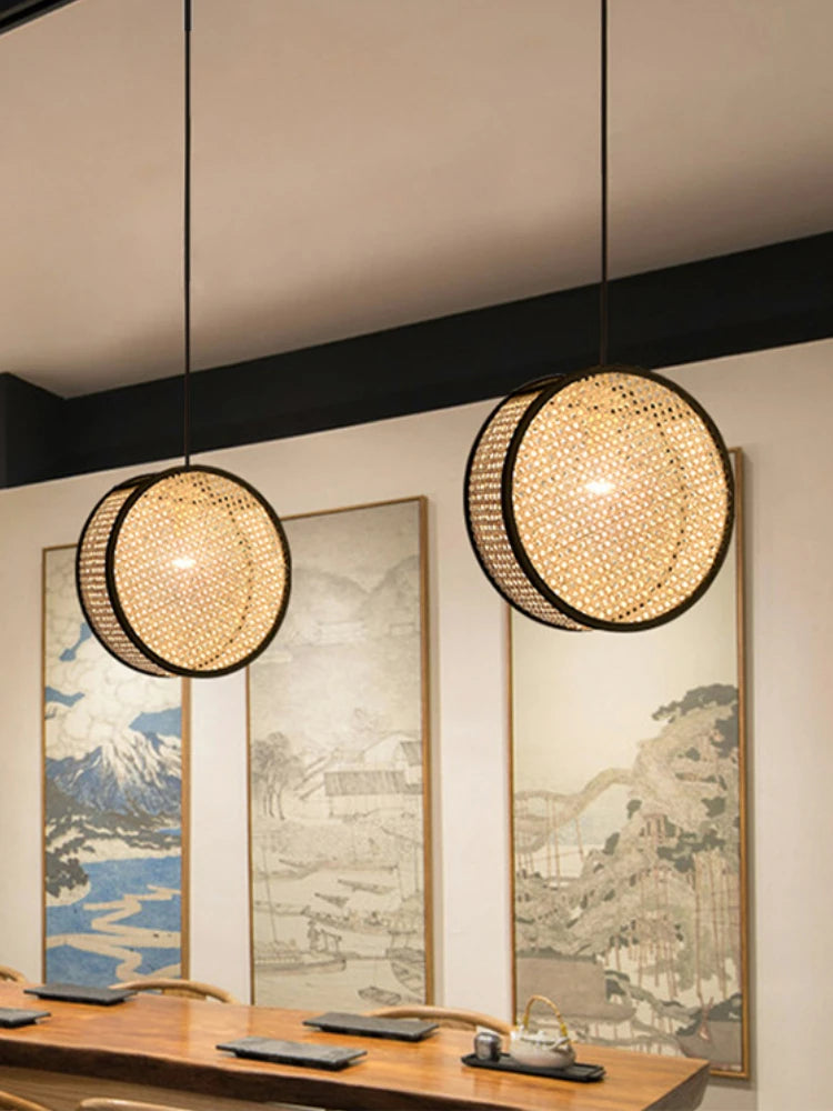 lustre créatif en rotin tissé pour décoration intérieure élégante - vue 4 sur 9