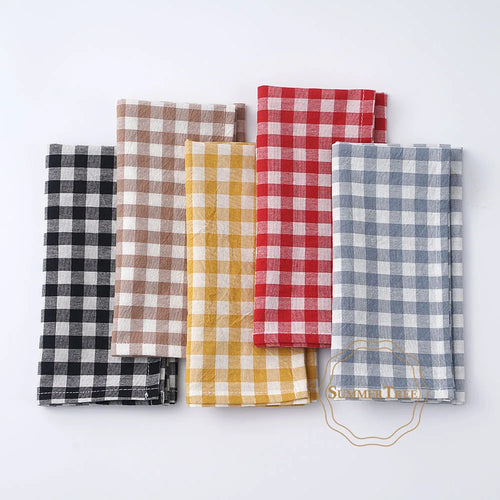 Serviette de table coton motif vichy style classique - vue 5 sur 7