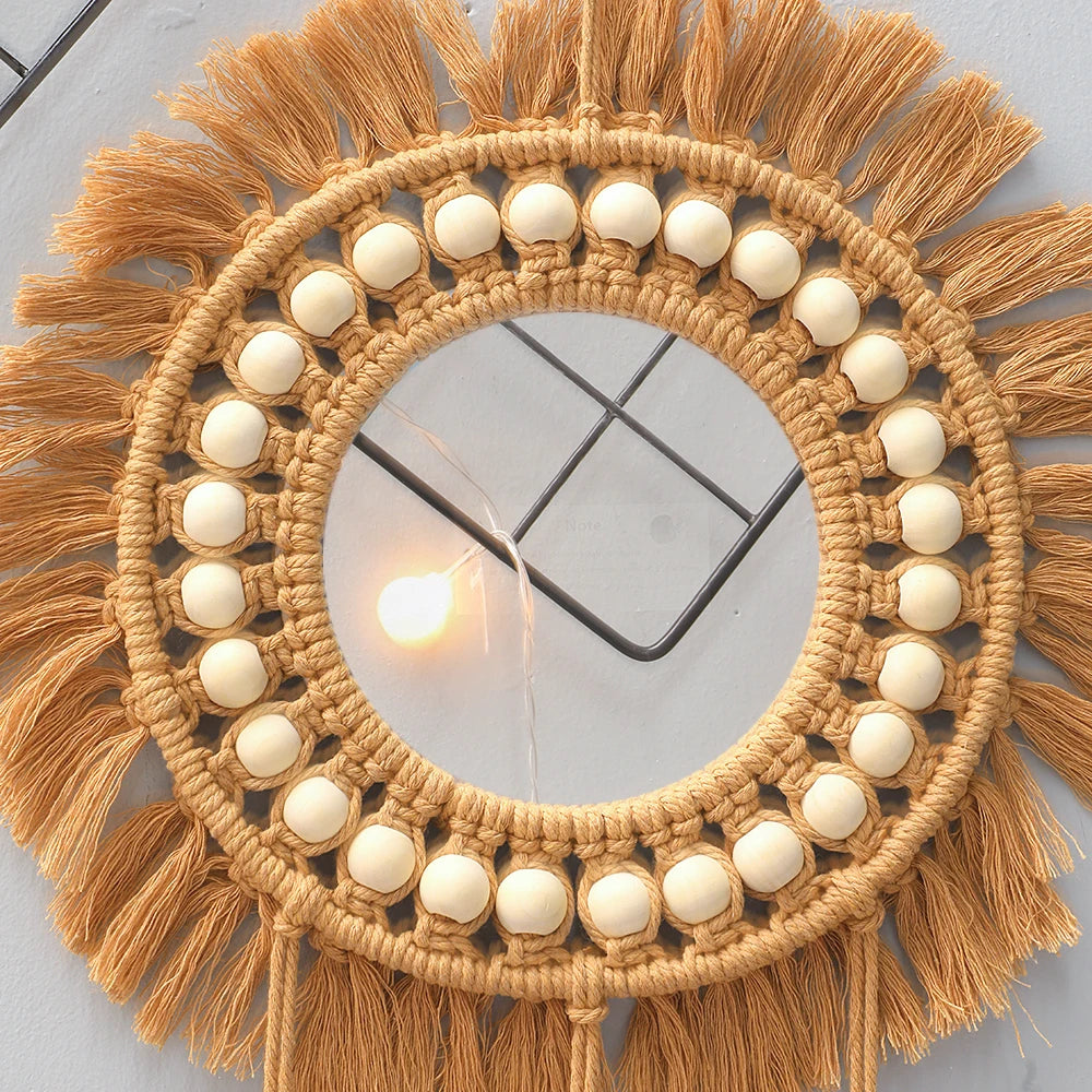 miroirs muraux ronds décoratifs tissés à la main pour la maison - vue 4 sur 8