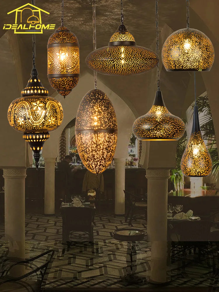 Vintage Pendelleuchte im saudi-arabischen Stil mit dekorativer, filigraner Gestaltung - vue 3 sur 19