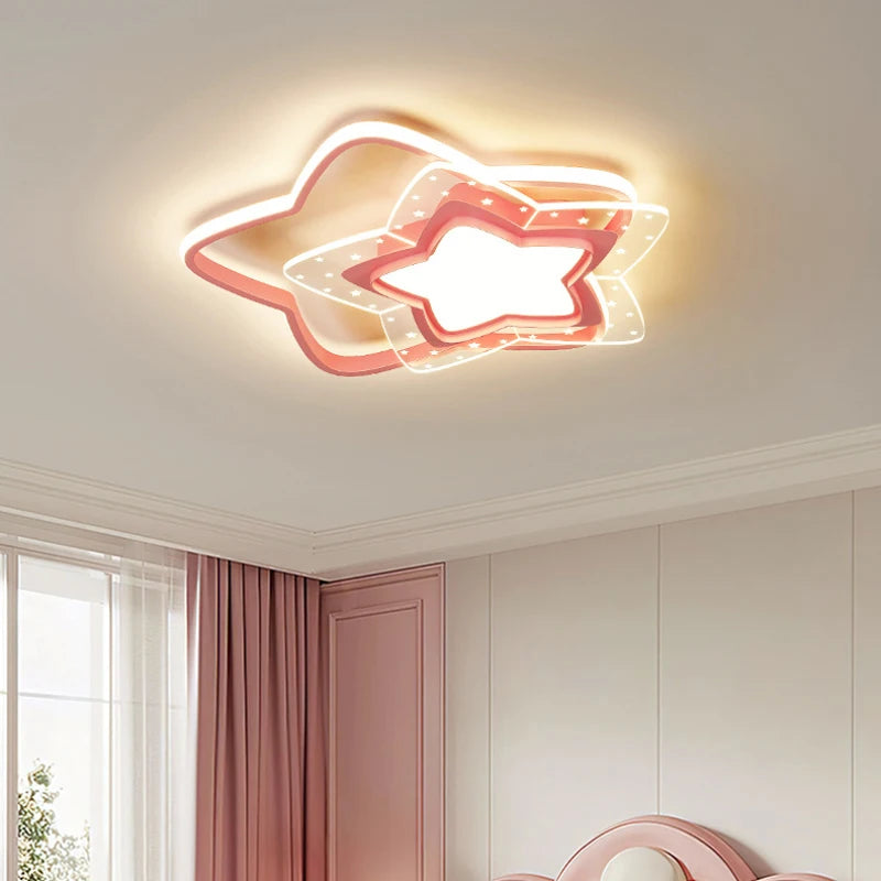plafonnier led étoile rose moderne pour chambre d'enfant - vue 6 sur 11
