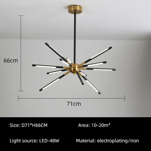 Kronleuchter Vintage Design Sputnik mit Armen aus Eisen