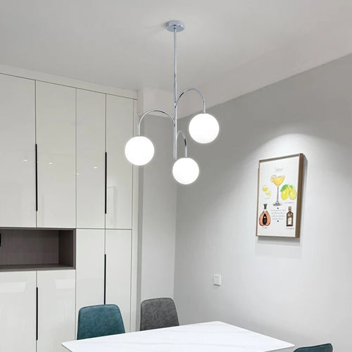Moderner Kronleuchter aus Eisen und Glas für die Innendekoration - vue 4 sur 7