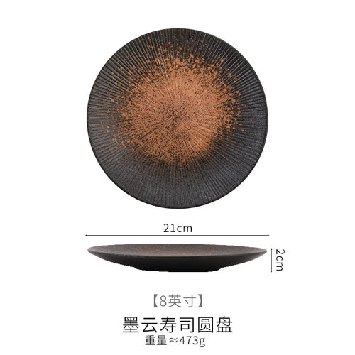Assiette plate ceramique style japonais retro pates