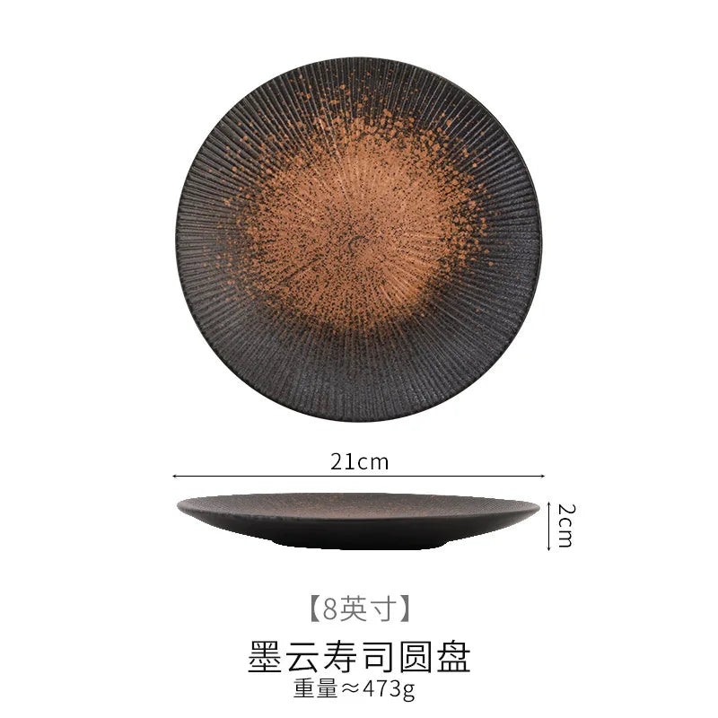 Assiette plate ceramique style japonais retro pates