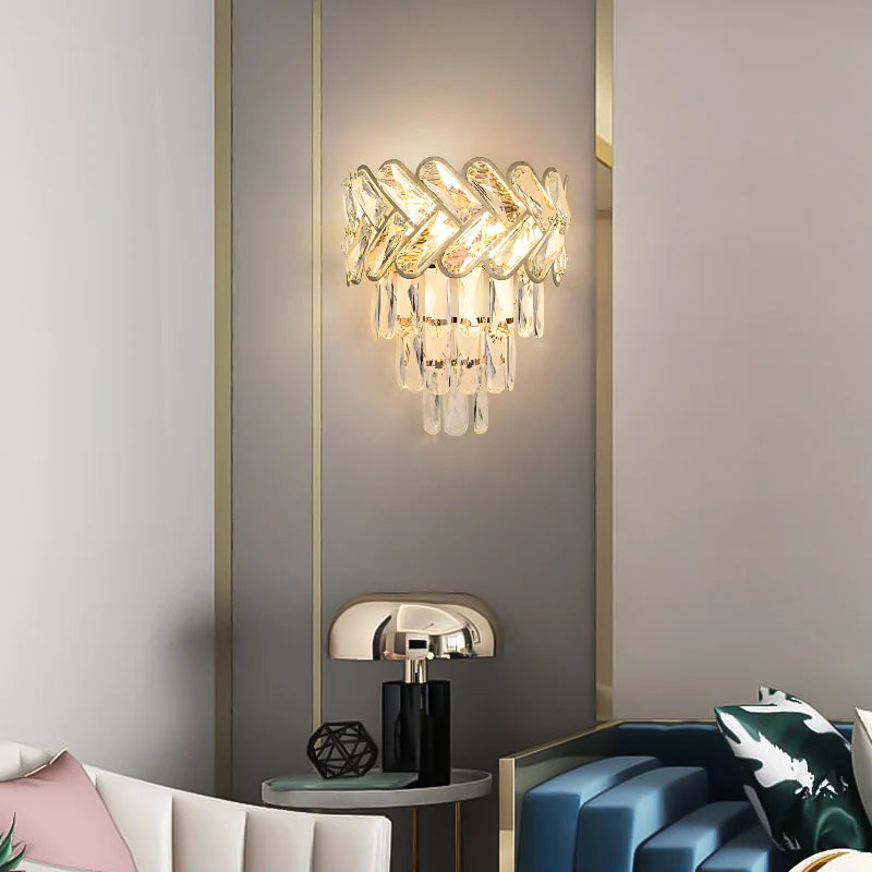 LED-Wandleuchte aus Kristall und Edelstahl für modernes Interieur - vue 4 sur 18