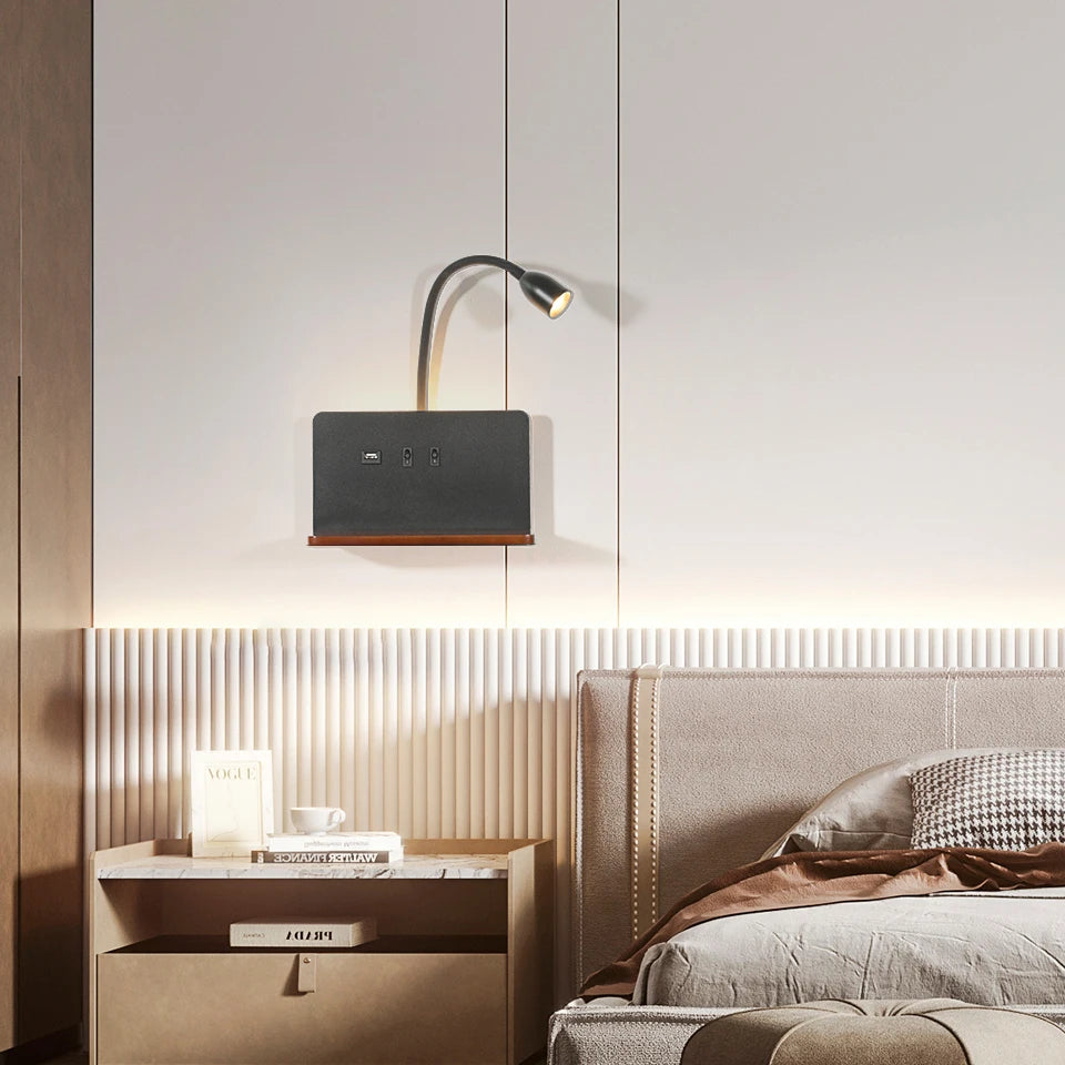 Applique murale LED d'intérieur avec Interface USB et chargement sans fil - vue 5 sur 8