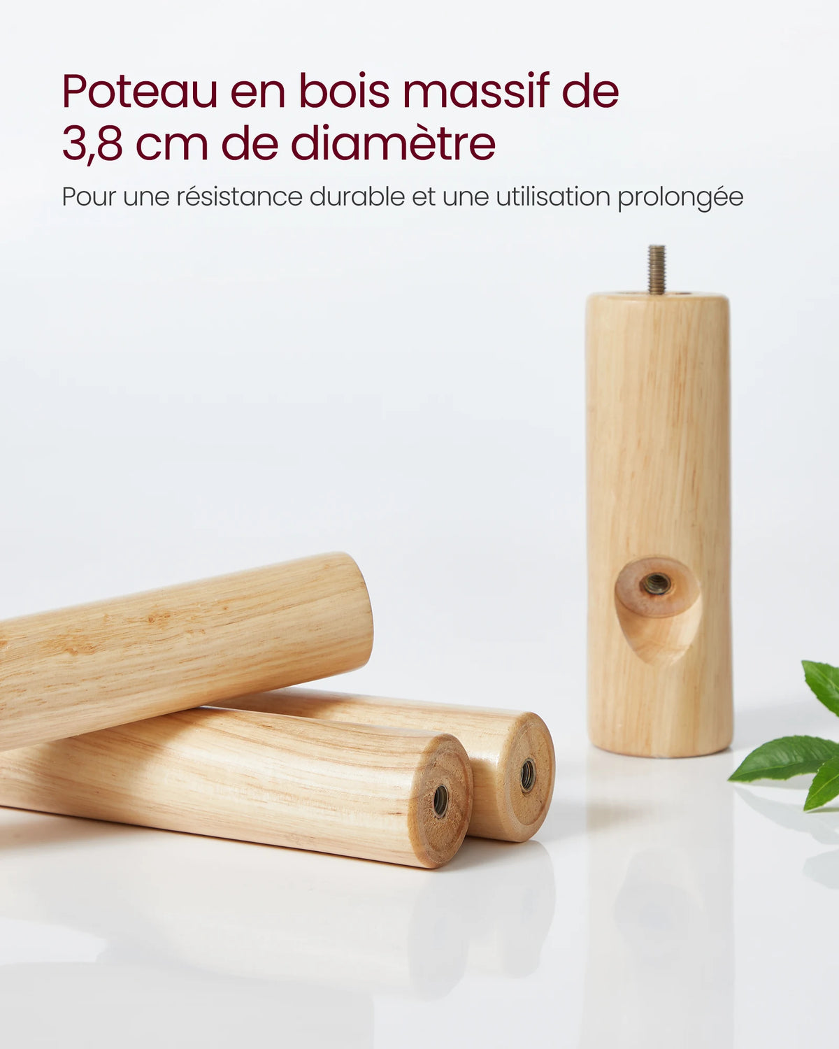 VASAGLE Standing Coat Rack, Solid Wood Coat Rack, Tree-Shaped Coat Rack with 8 Hooks, 3 Height Options, for Clothes, Hats, Bags - vue 4 sur 7