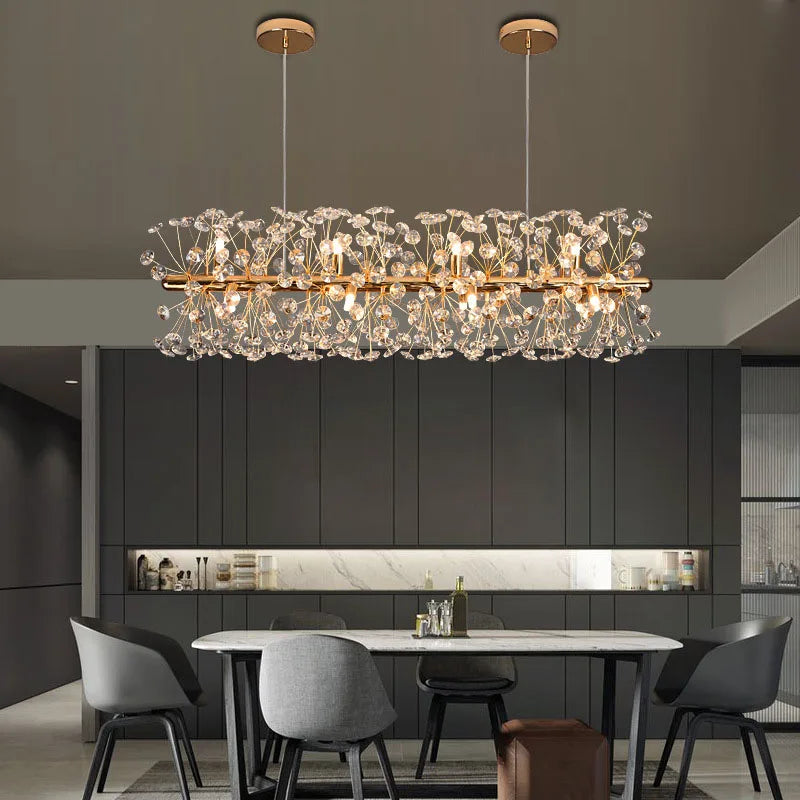 lustre led en cristal clair pissenlit pour hôtel belle déco - vue 4 sur 12