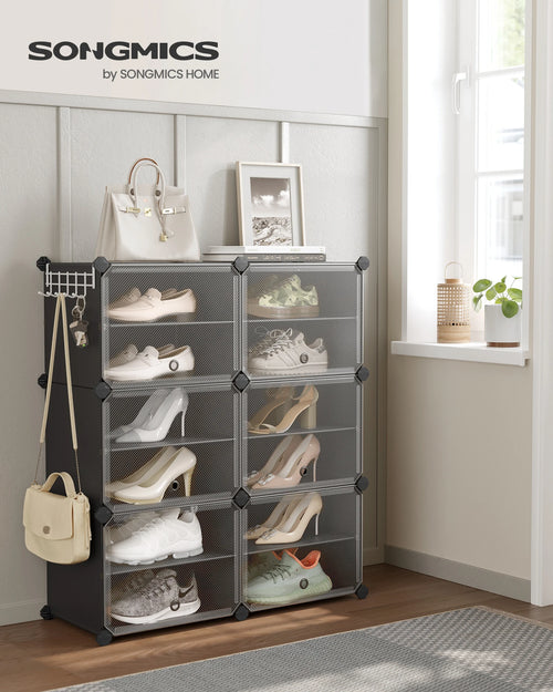 SONGMICS Étagère à Chaussures 6 Compartiments, Étagère de Rangement Modulable, Compartiment de 30 x 40 x 30 cm, avec Porte - vue 2 sur 8