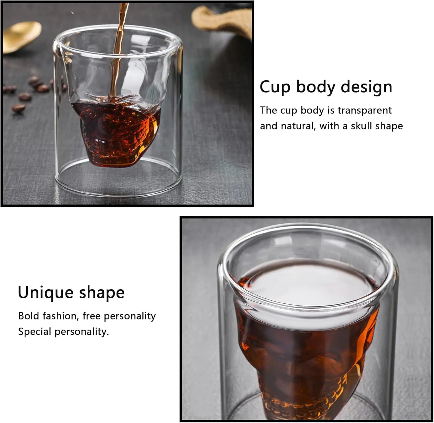 Verre cocktail forme crâne épais résistant bar - vue 5 sur 10