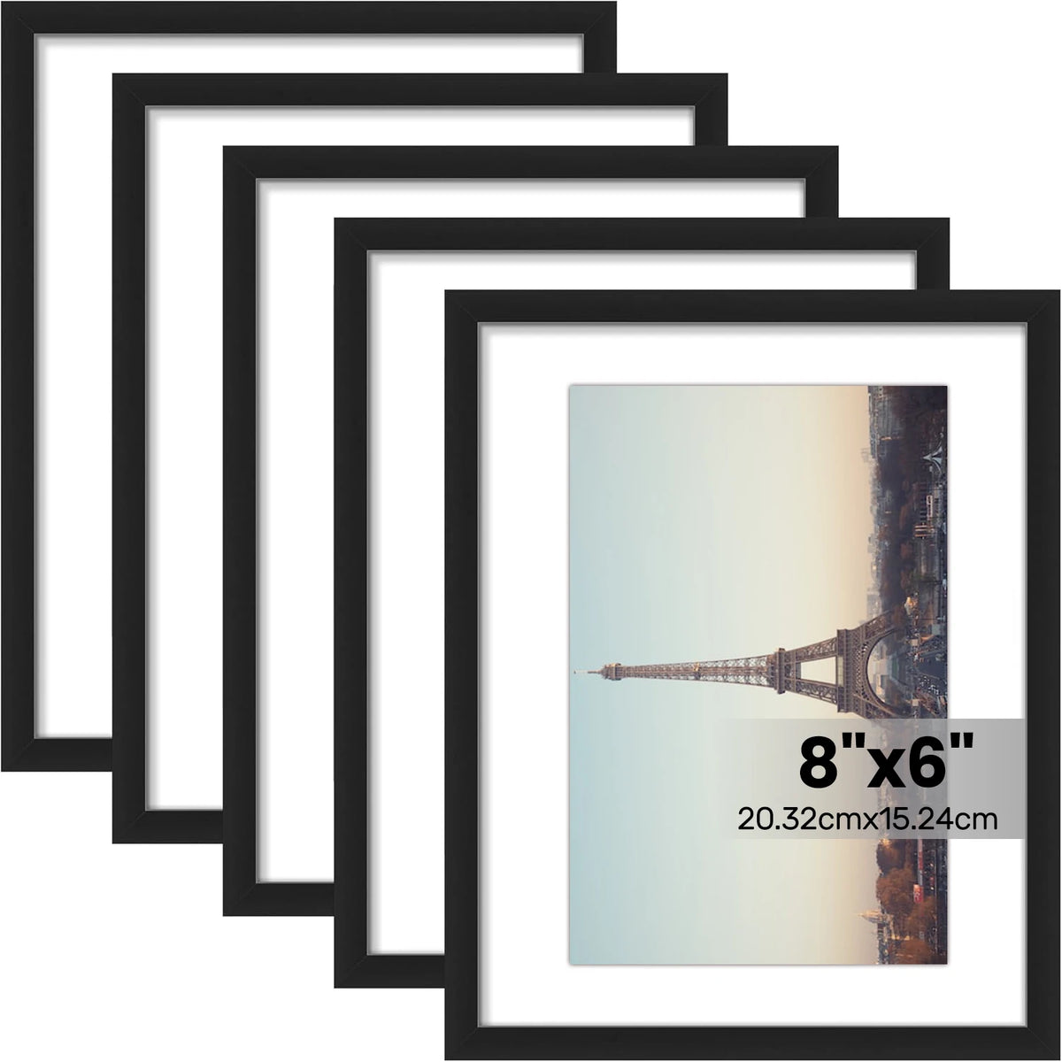 Versatile photo frames in different sizes, suitable for wall or table display, modern design, suitable for home (Black)