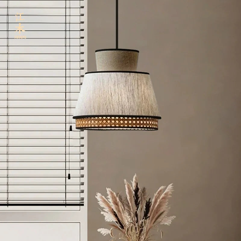 suspension vintage en rotin tissé à la main pour décoration intérieure