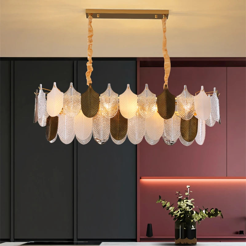lustre en verre led design suspension luminaire acrylique - vue 4 sur 10
