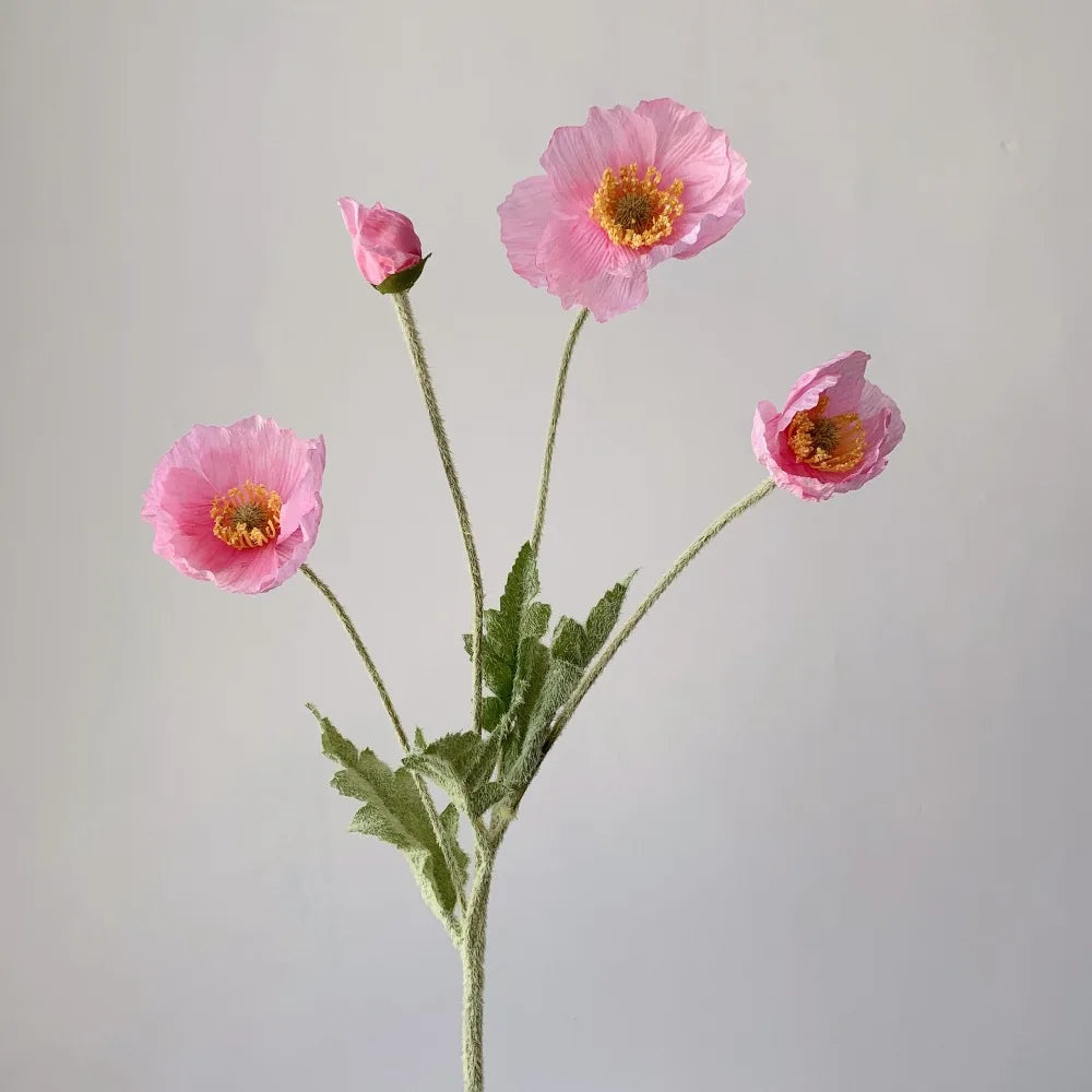 bouquet de fleurs artificielles pavot pour décoration maison jardin fête - vue 20 sur 26
