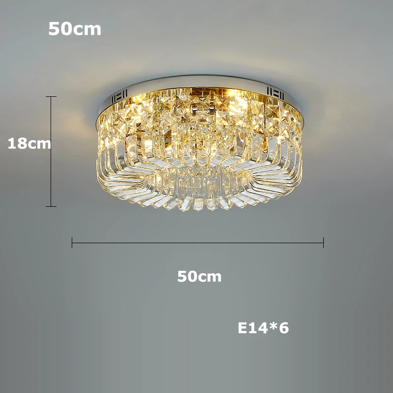 Klassische LED-Deckenleuchte aus verchromtem Kristall für moderne Innenräume