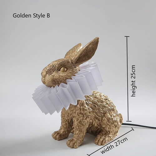 lampe de table créative en résine avec écharpe de lapin décorative - vue 11 sur 15