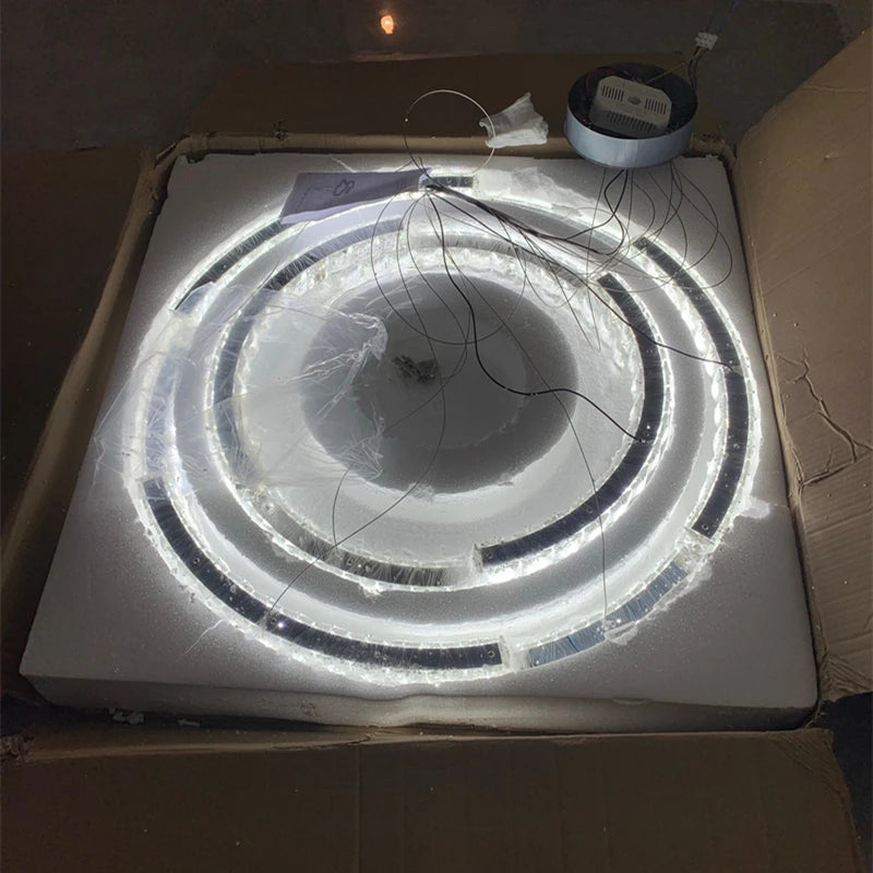 lustre nordique en cristal acier inoxydable miroir led intérieur - vue 7 sur 12