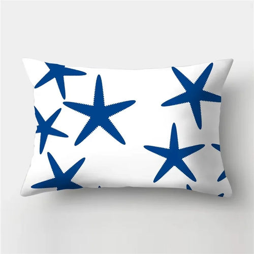 housse de coussin rectangulaire animaux marins bleus 30x50 cm