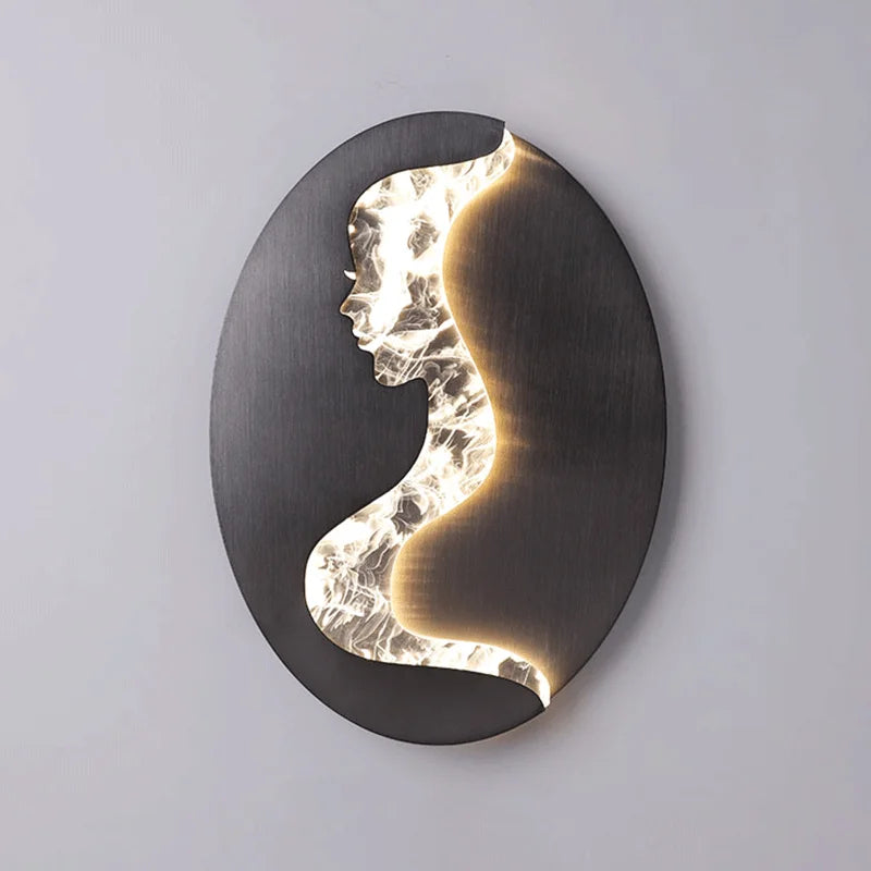 Abstrakte Wandleuchte Mädchen Gesicht LED Luxus Kunst Dekoration