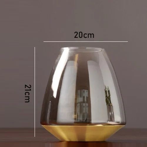 vase en verre moderne avec base métallique pour décoration florale - vue 8 sur 9