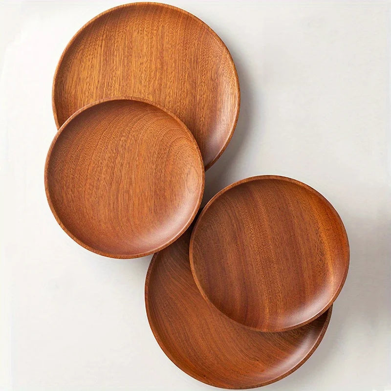 Assiettes plates bois artisanales style rustique service table - vue 6 sur 8