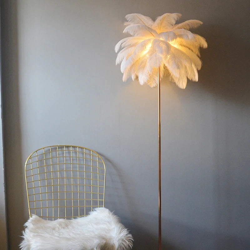 lampadaire romantique à plume art déco gradation 3 températures - vue 4 sur 9