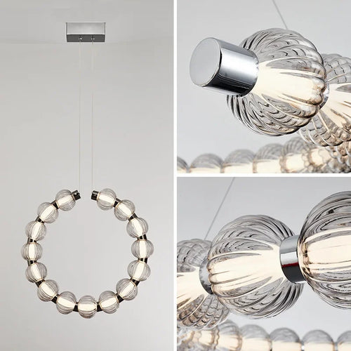 LED-Kronleuchter Luxus Chrom Perlenkette Design - vue 5 sur 13