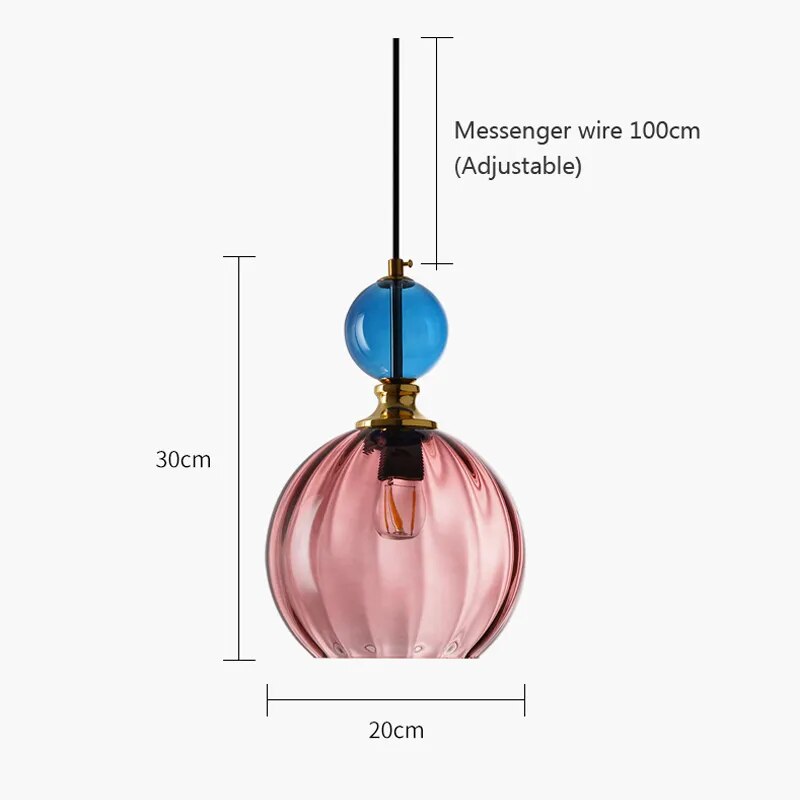 Bonbonfarbene Pendelleuchte aus Glas für die Wohnungsdekoration - vue 6 sur 14