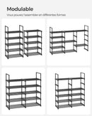 SONGMICS Shoe Rack, 10-Tier Metal Shoe Storage Organiser, Customisable Design, Metal Frame, Space-Saving Rack