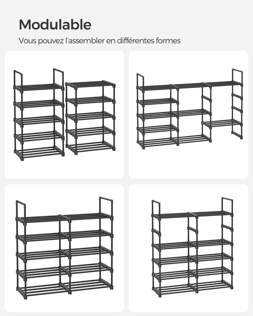 SONGMICS Shoe Rack, 10-Tier Metal Shoe Storage Organiser, Customisable Design, Metal Frame, Space-Saving Rack - vue 5 sur 7