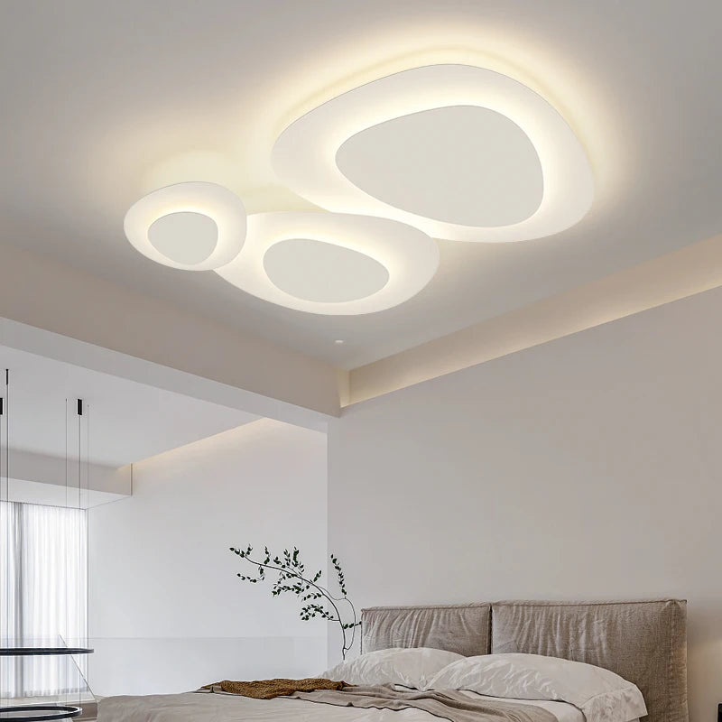 Anneaux annuels modernes LED lustre intérieur salon ondulation forme meubles de maison décoration fer blanc corps couleur lampe éclairage - vue 5 sur 14