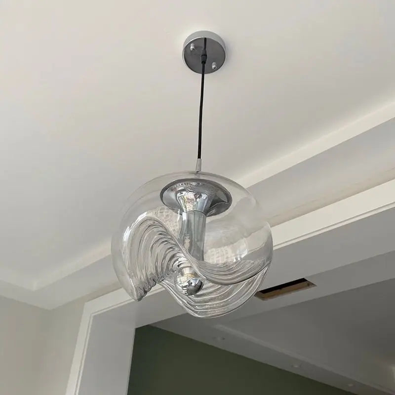plafonnier bauhaus en verre avec ondulation led moderne - vue 6 sur 12