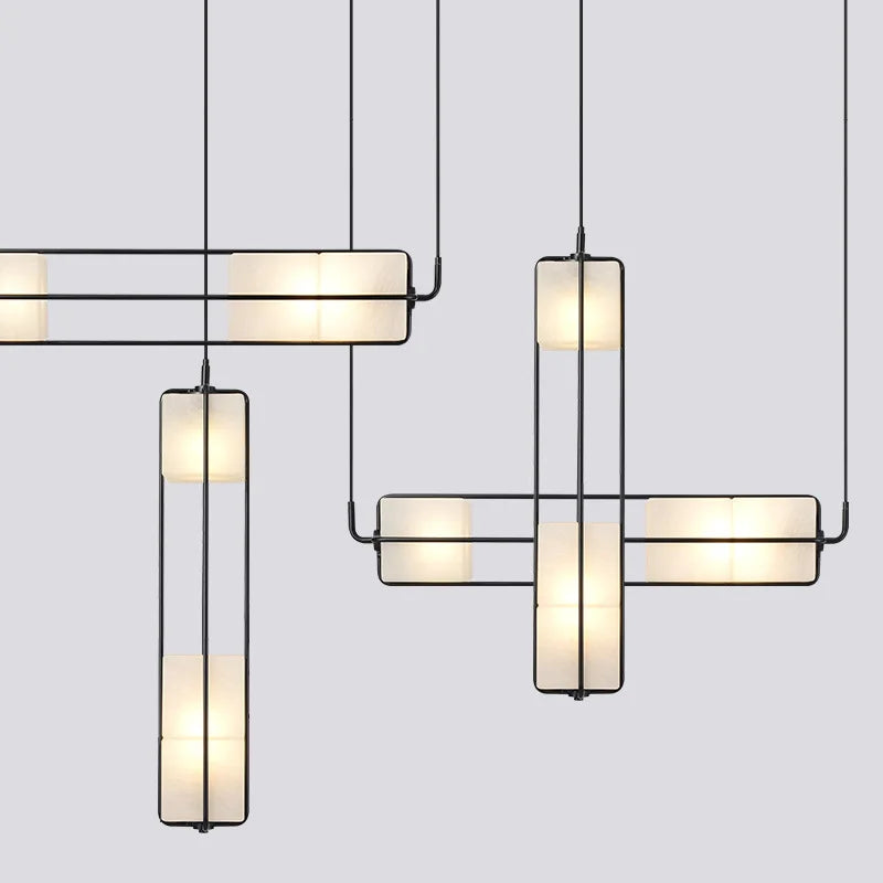 lustre art déco en verre et métal pour hôtel - vue 2 sur 12