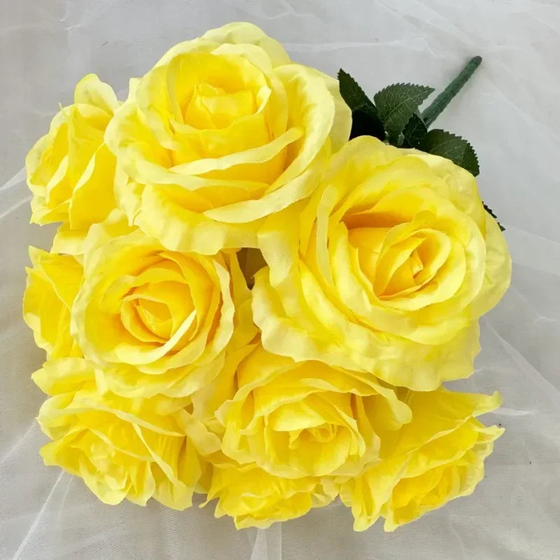 bouquet de roses artificielles en soie pour décoration intérieure - vue 15 sur 28