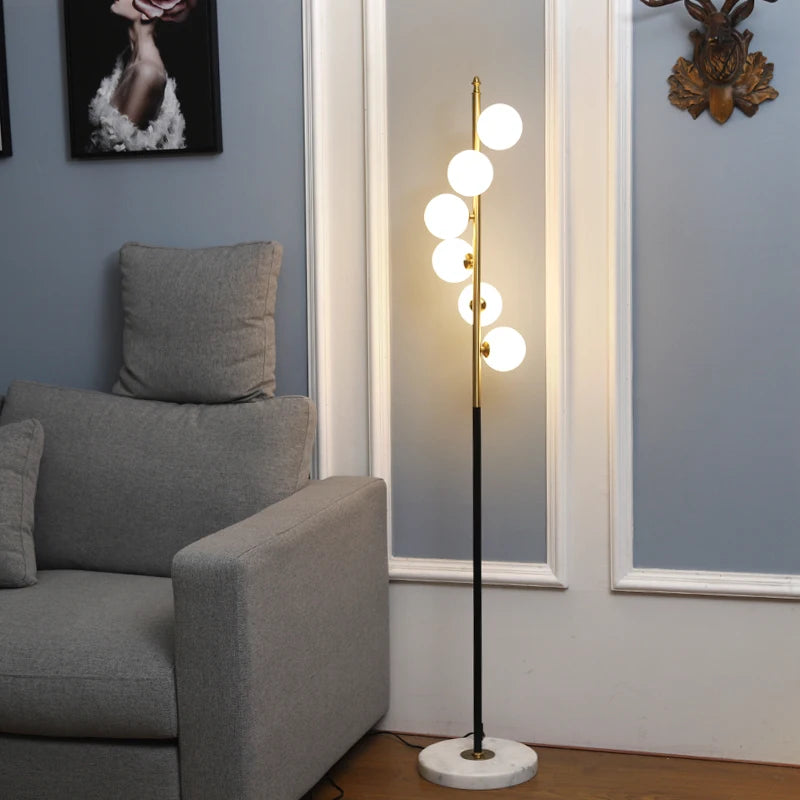 lampadaire led bicolore moderne en verre et fer marbre