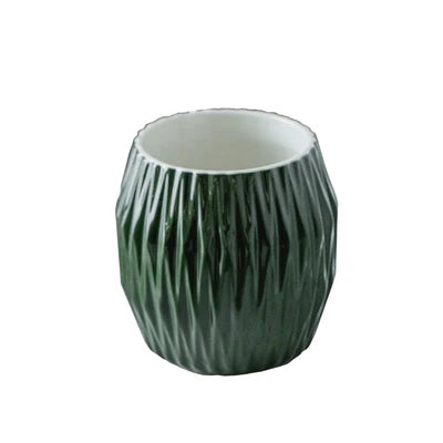 Nordic Bathroom, Dark Green Ceramic Embossed Shape, Soap Dispenser, Dish, Mouthwash Cup, Bathroom Supplies, Set - vue 7 sur 13