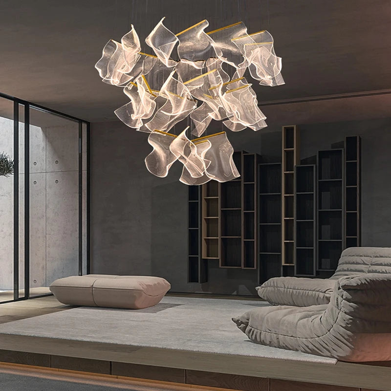 lustre en acrylique à led pour décoration intérieure élégante - vue 5 sur 14