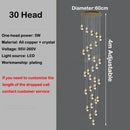 lustre en cristal led design en cuivre moderne et élégant