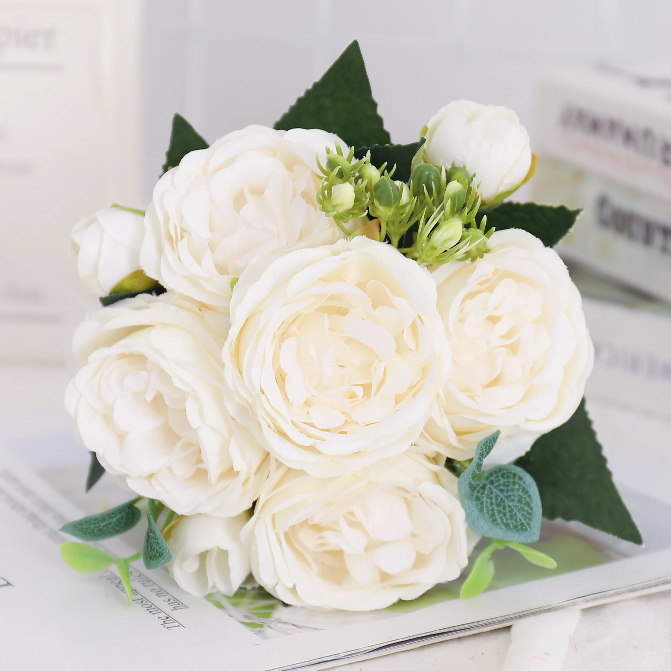 fleurs artificielles soie pivoine hortensia décoration mariage bouquet - vue 22 sur 40