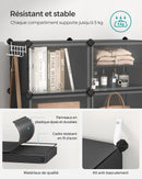 SONGMICS Étagère à Chaussures 6 Compartiments, Étagère de Rangement Modulable, Compartiment de 30 x 40 x 30 cm, avec Porte