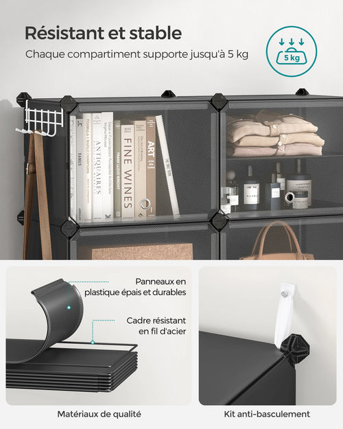 SONGMICS Étagère à Chaussures 6 Compartiments, Étagère de Rangement Modulable, Compartiment de 30 x 40 x 30 cm, avec Porte - vue 4 sur 8