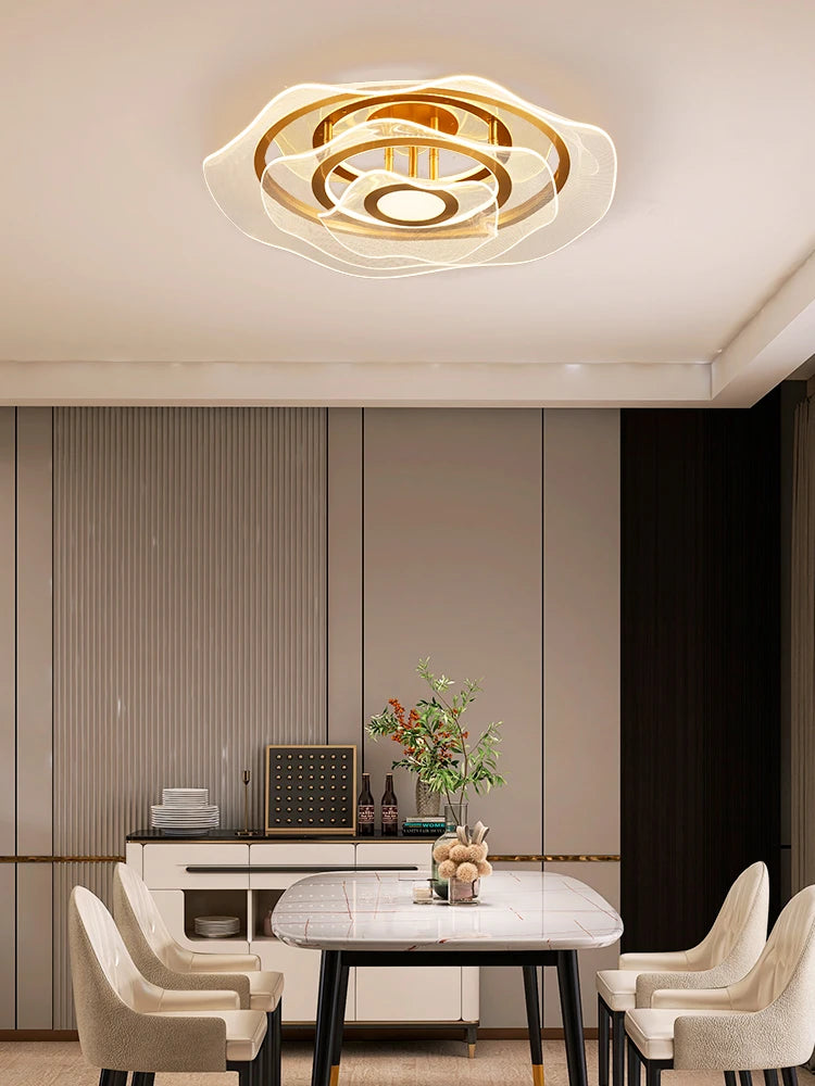 lustre doré à led au style luxueux pour intérieur élégant - vue 5 sur 12
