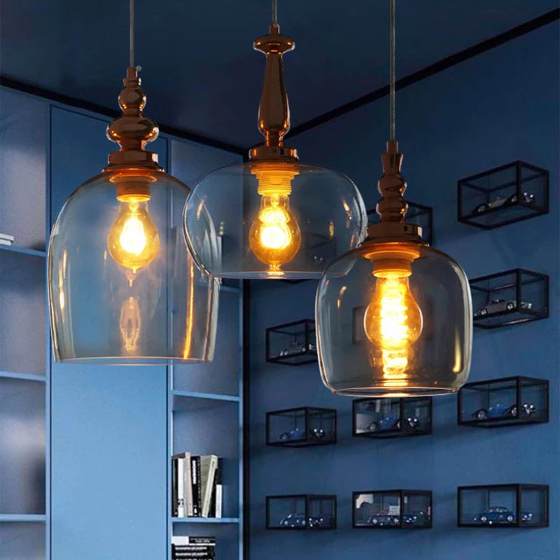 Moderner Kronleuchter aus Glas im minimalistischen skandinavischen Design - vue 5 sur 8
