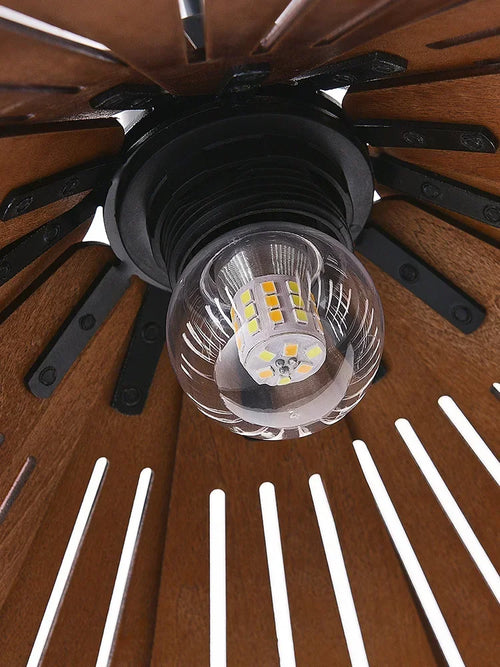 Minimalistischer Kronleuchter aus Walnussholz für modernes Vintage-Interieur - vue 7 sur 14