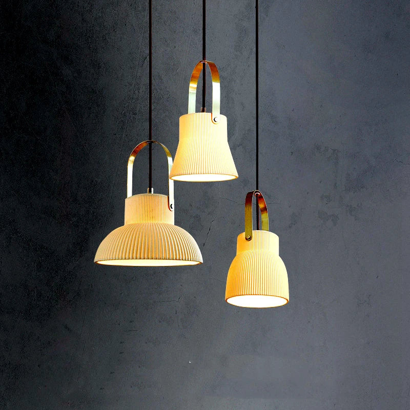suspension led moderne en céramique style japonais iwhd - vue 4 sur 14