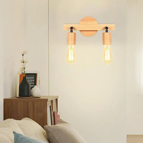 applique murale double tête en bois style nordique moderne